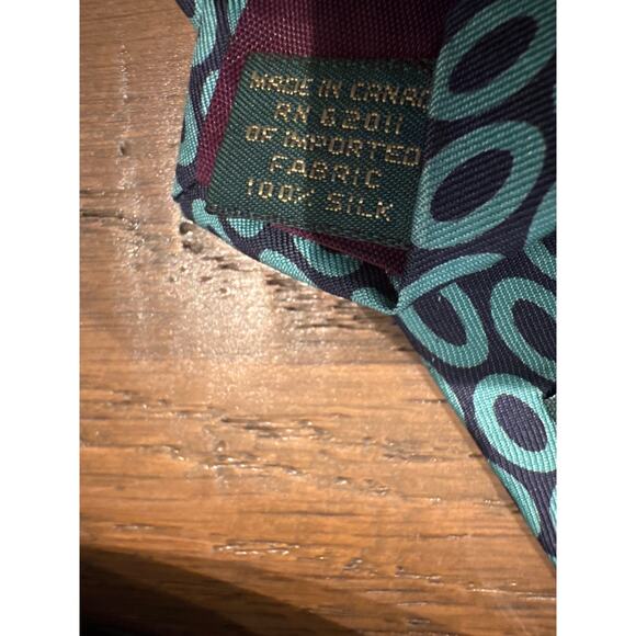 J. Crew 100% Silk Geometric Circle Pointed Neck Tie Teal Green Navy Abstract - Picture 5 of 5